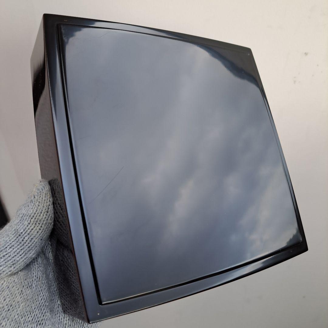 【輪島塗　6.5寸3段重箱】布着本堅地　溜塗/胴張り　未使用品