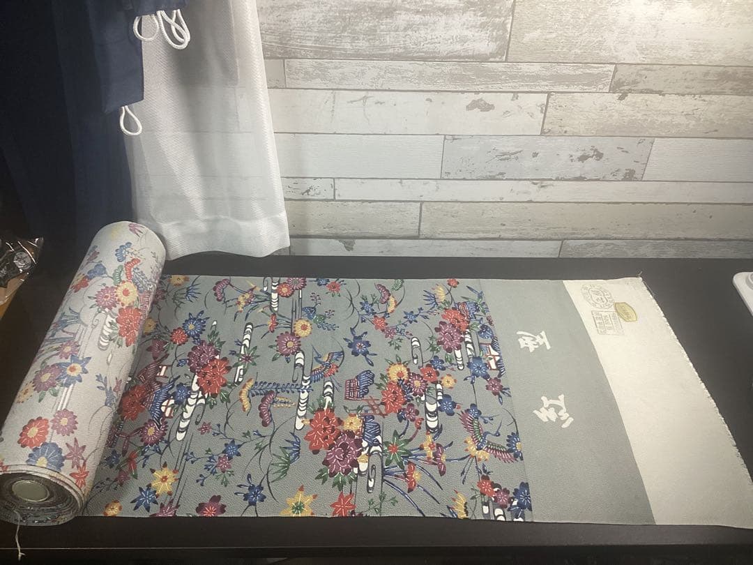 着物 反物 紅型 高級ちりめん 防縮加工 正絹 絹100% 未使用品 966