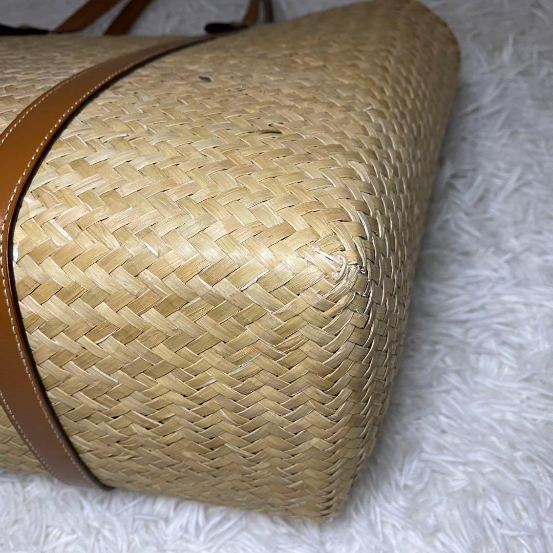 ジミーチュウロンドン　ラフィアトート　かごバッグ　スタッズ　星　大容量　レザー