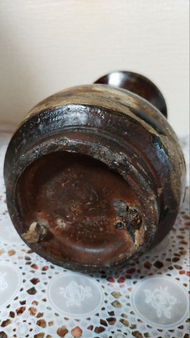 二彩唐津花入れ　骨董品