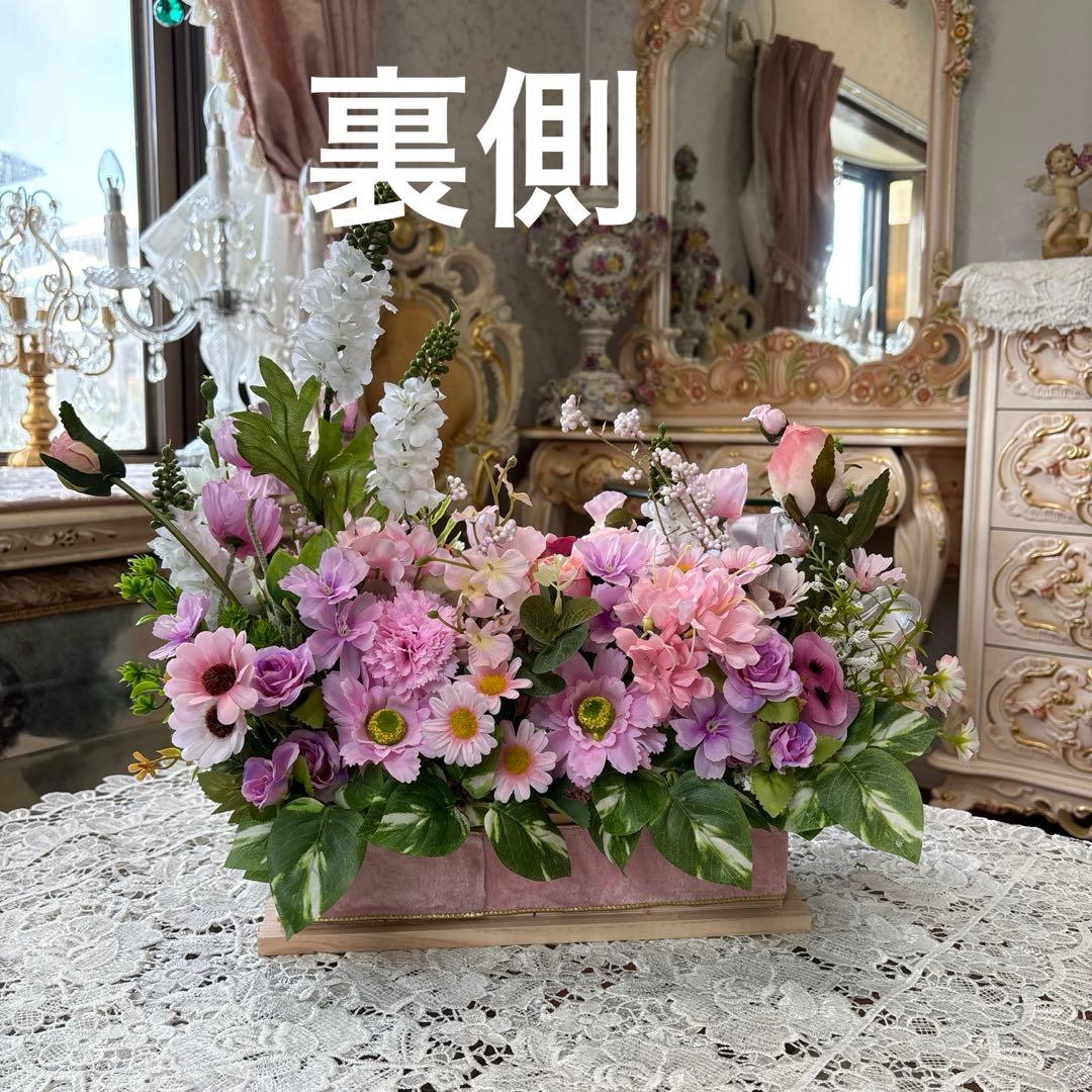 横広 Lサイズ フラワーアレンジメント 造花 ウェディング パーティー