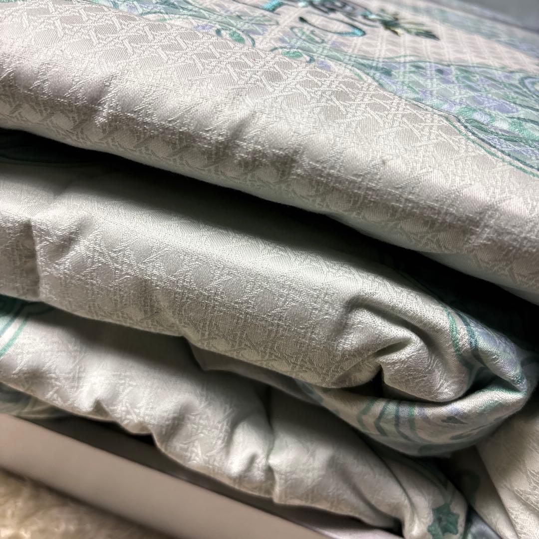 クリスチャンディオール CDロゴ ダウンケット グリーン 羽毛 掛け布団