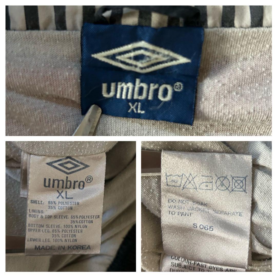 希少90sアンブロUMBROハーフジップナイロンジャケット刺繍ロゴ好配色古着XL