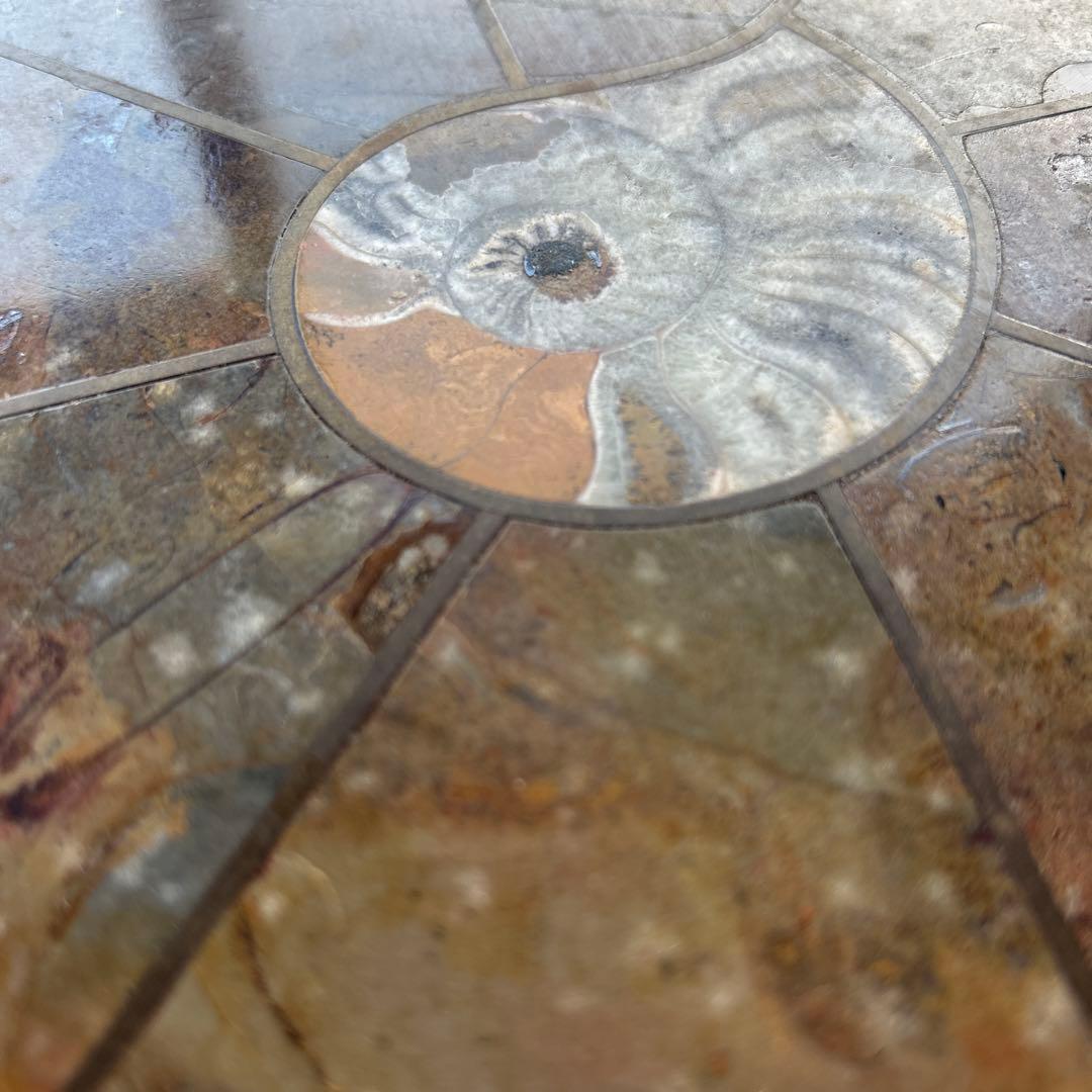 レア　アンモナイト　化石　八角形石製置物 約32.5cm