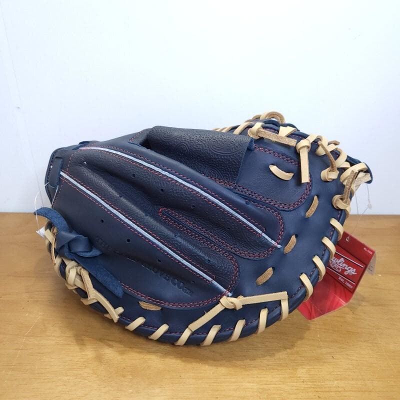 ローリングス ペイズリーネイビー レアな左投用 キャッチャーミット 軟式グローブ