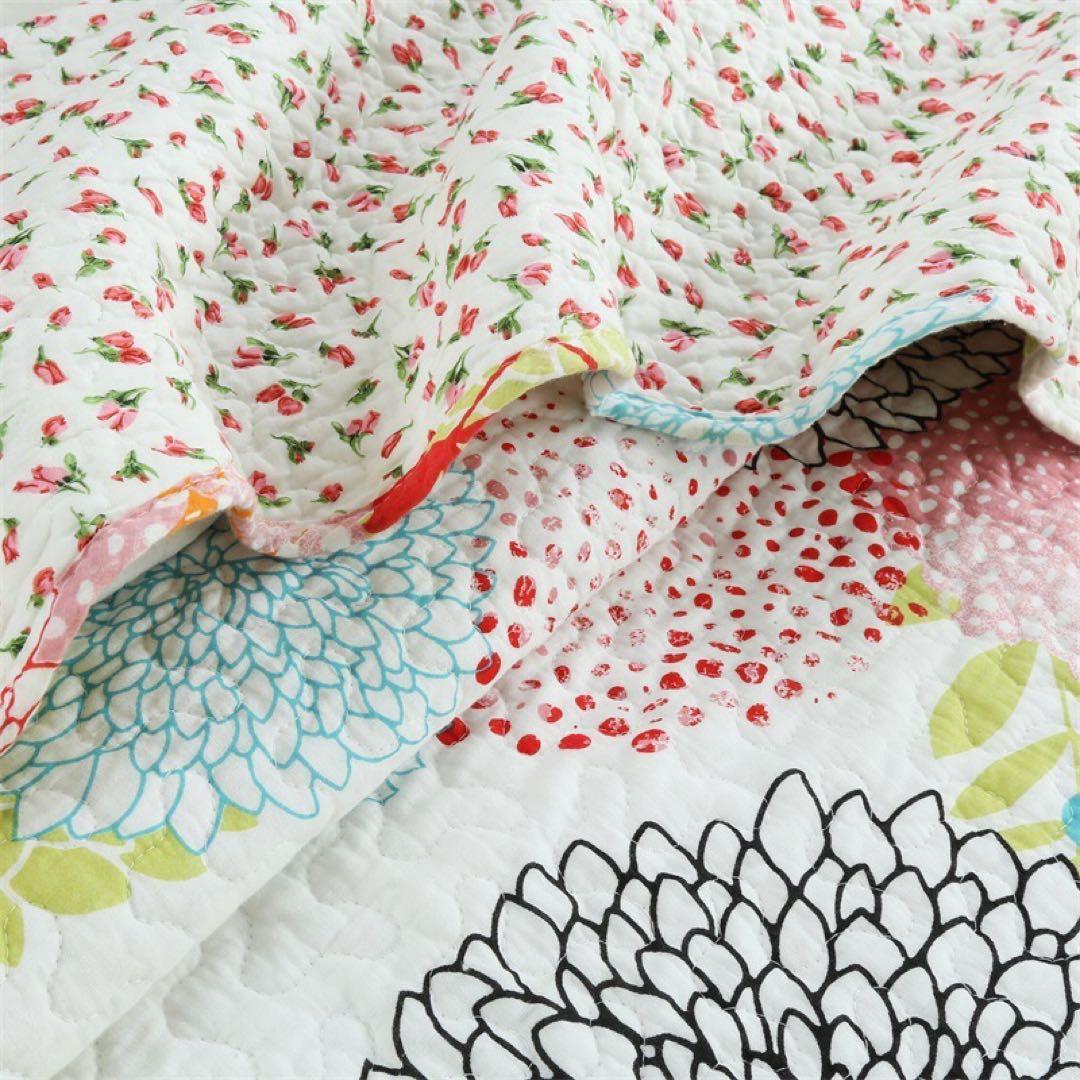 キルトベッドカバー3点セット綿マルチカバー キルティング 063