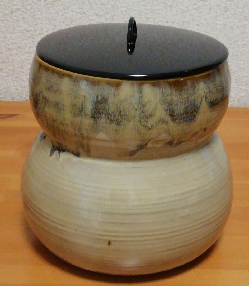 而妙斎書付　味楽作　高取焼　銘『福寿』　瓢形　水指　共箱　茶道具