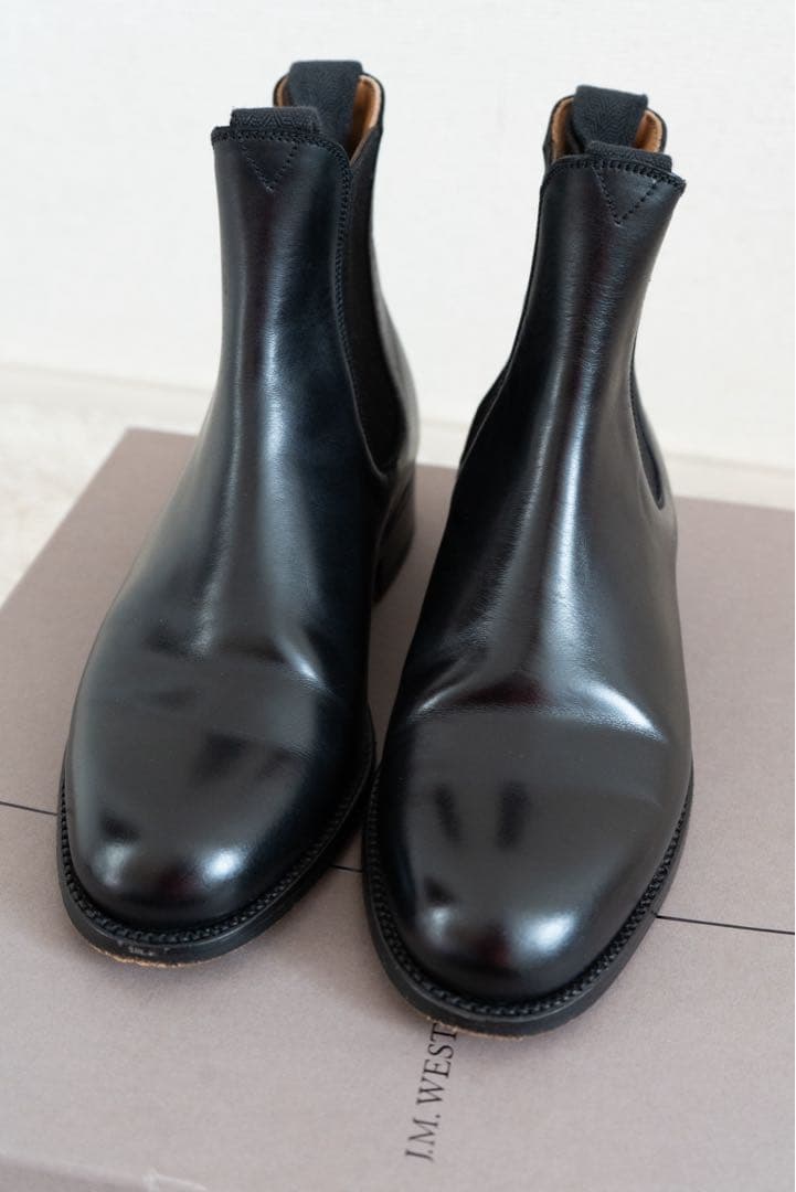 ブラックレザー サイドゴアブーツ