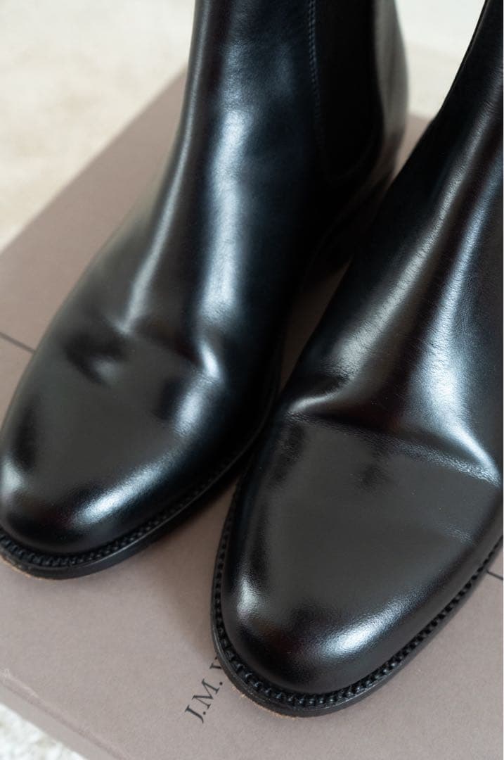 ブラックレザー サイドゴアブーツ