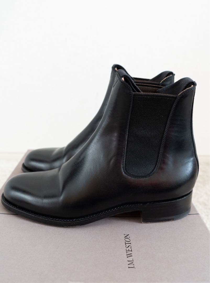 ブラックレザー サイドゴアブーツ