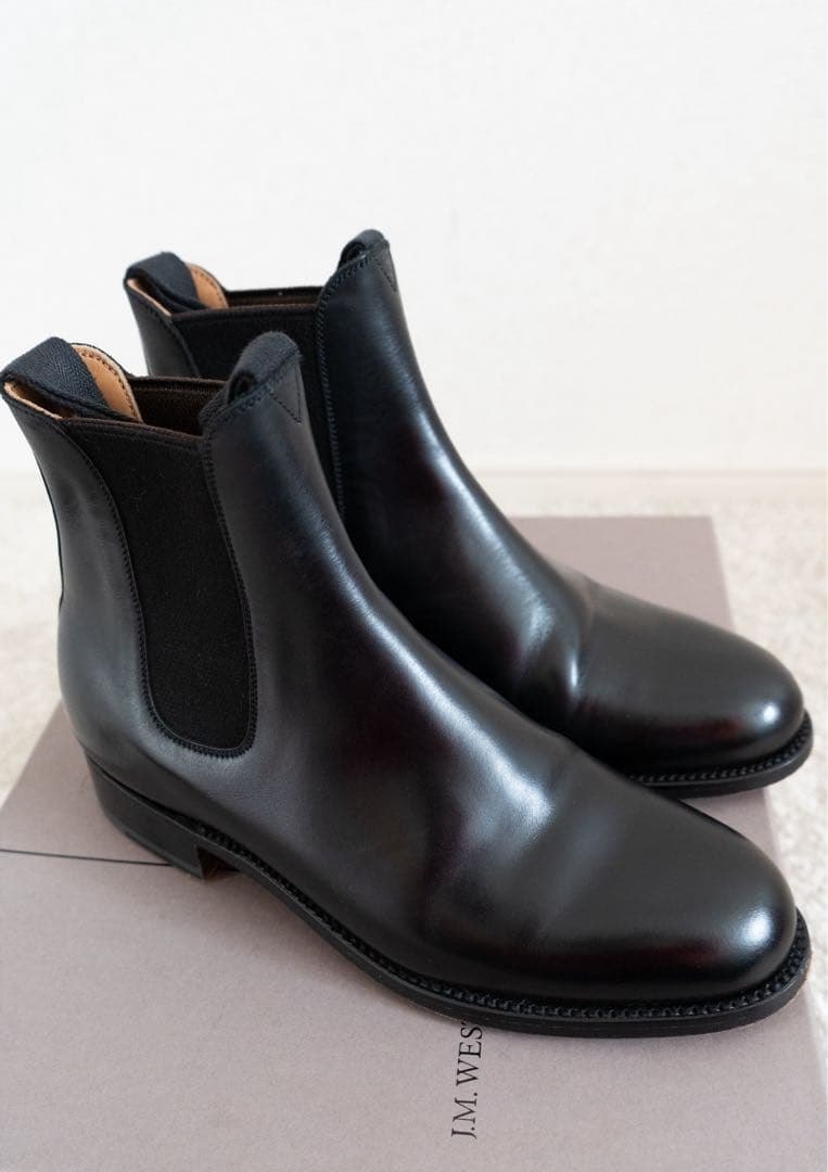 ブラックレザー サイドゴアブーツ