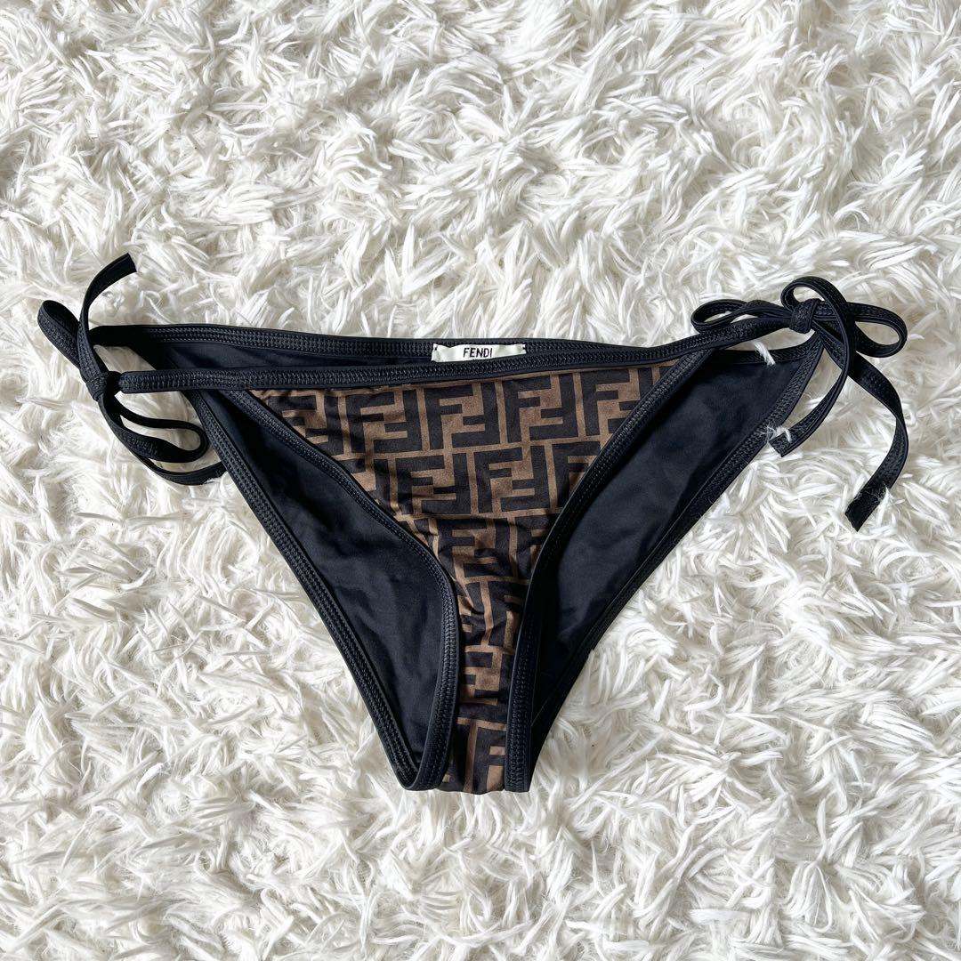 フェンディ　水着　ビキニ　ズッカ柄　ブラウン　黒　42サイズ　専用ポーチ付き