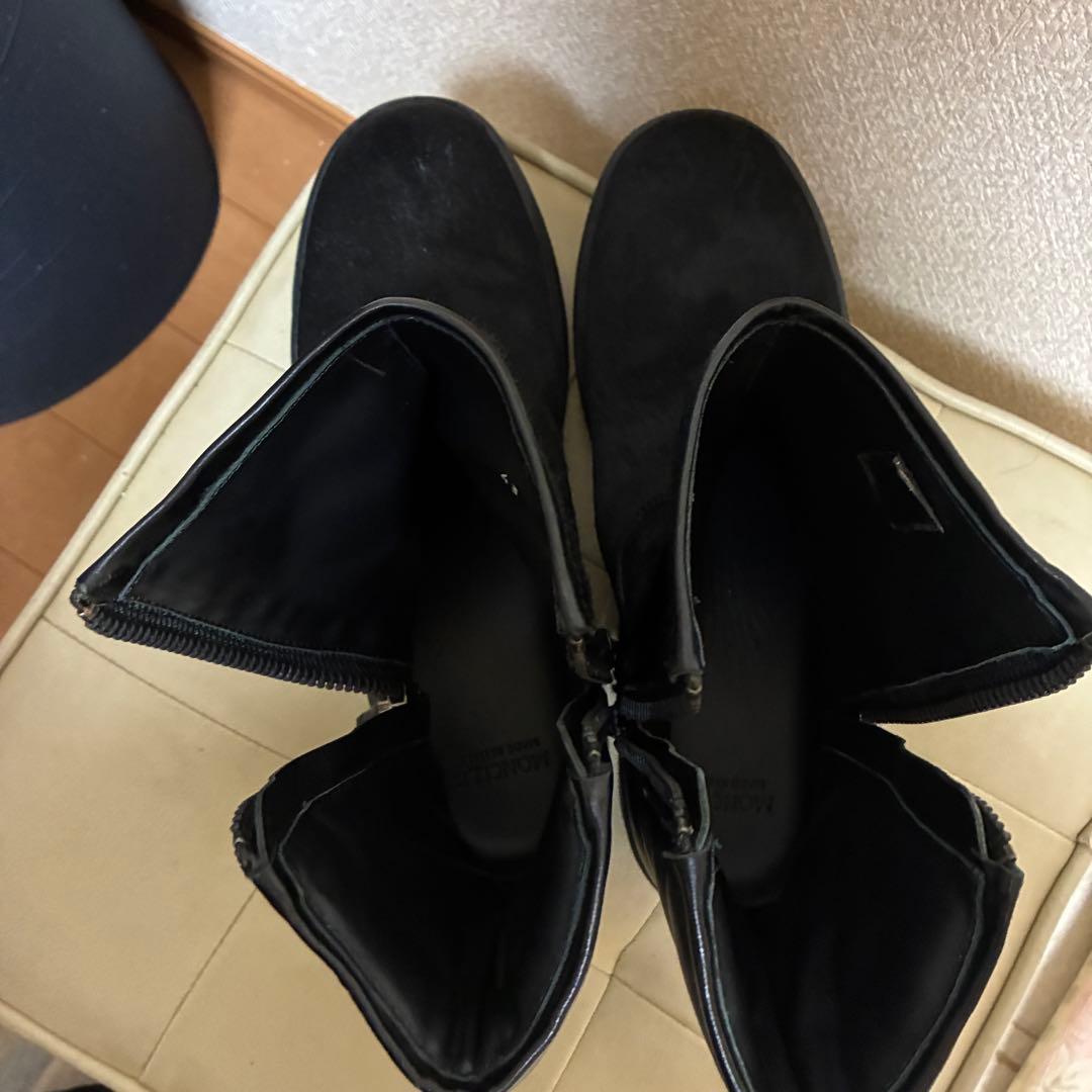 MONCLER ハラコレザーブーツ サイドジップ