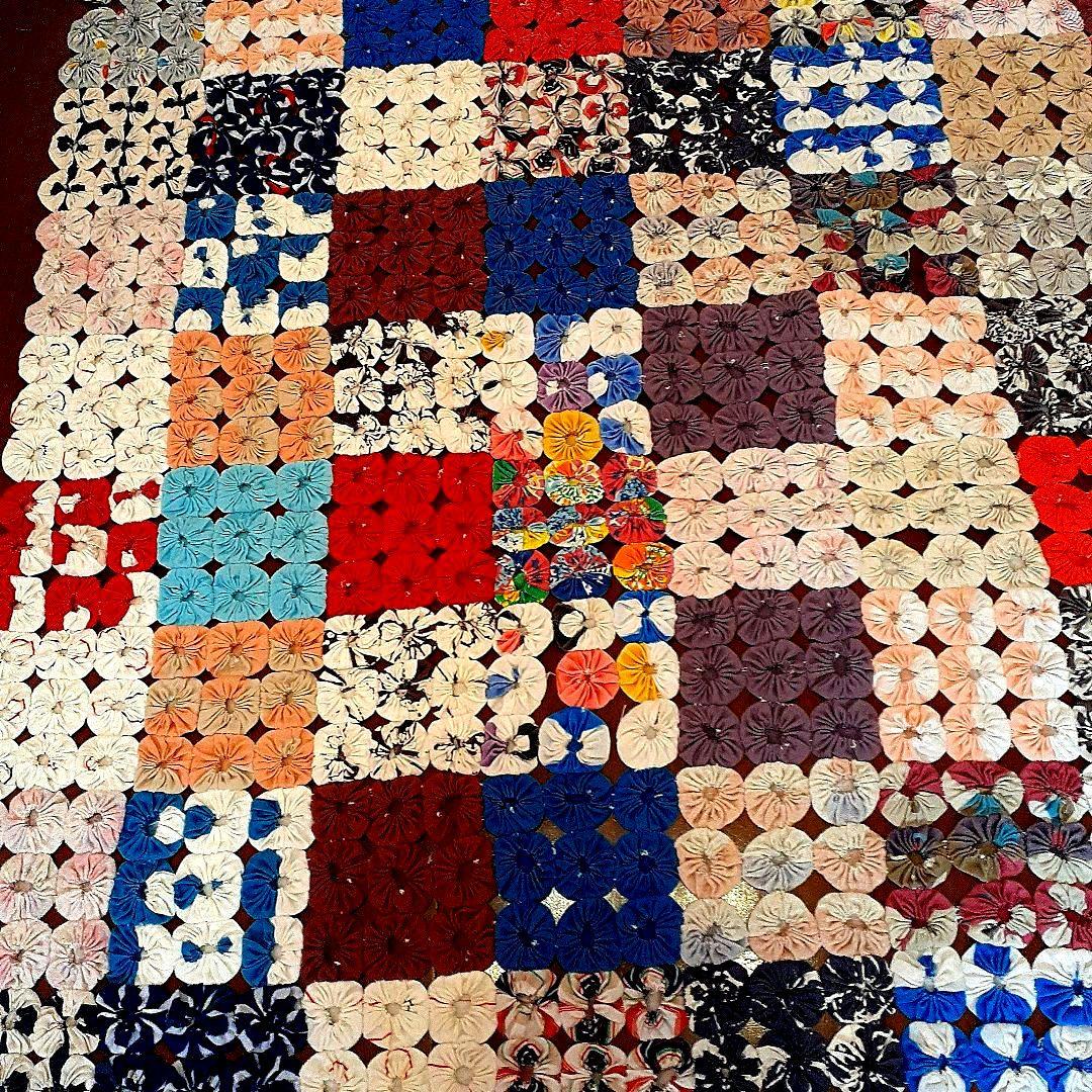 ⭐特大見事★アンティーク！ヨーヨーキルト　66⑧