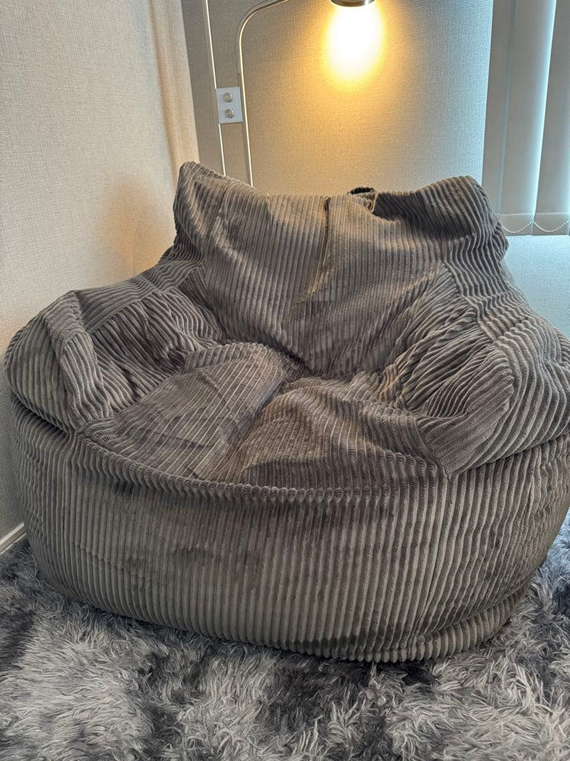 LOOSY コーデュロイ ビーズソファ　ダークグレー