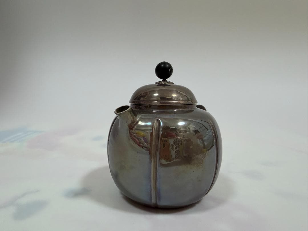 純銀製 阿古陀形 急須 銀瓶 煎茶道具