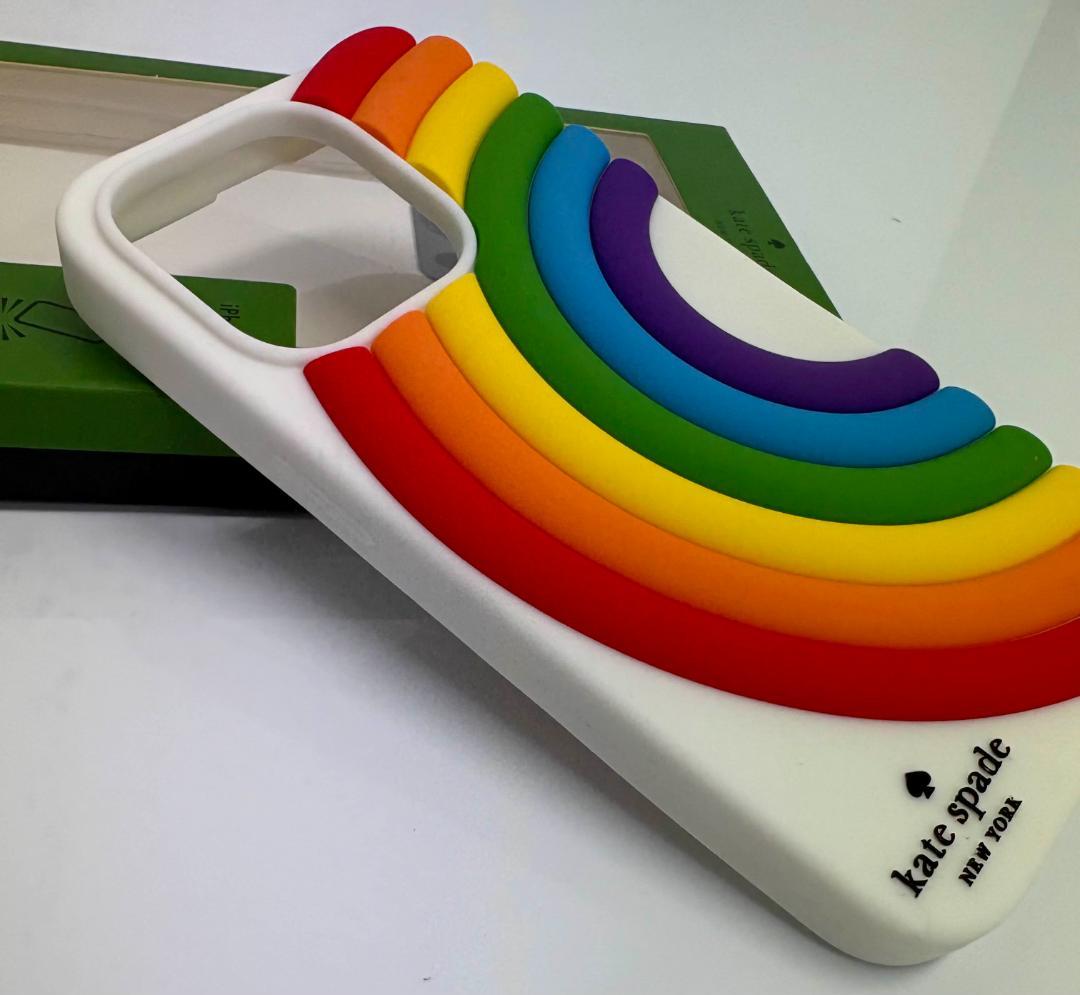 【正規品】 ケイトスペードiPhone14Pro ケース 虹 レインボー