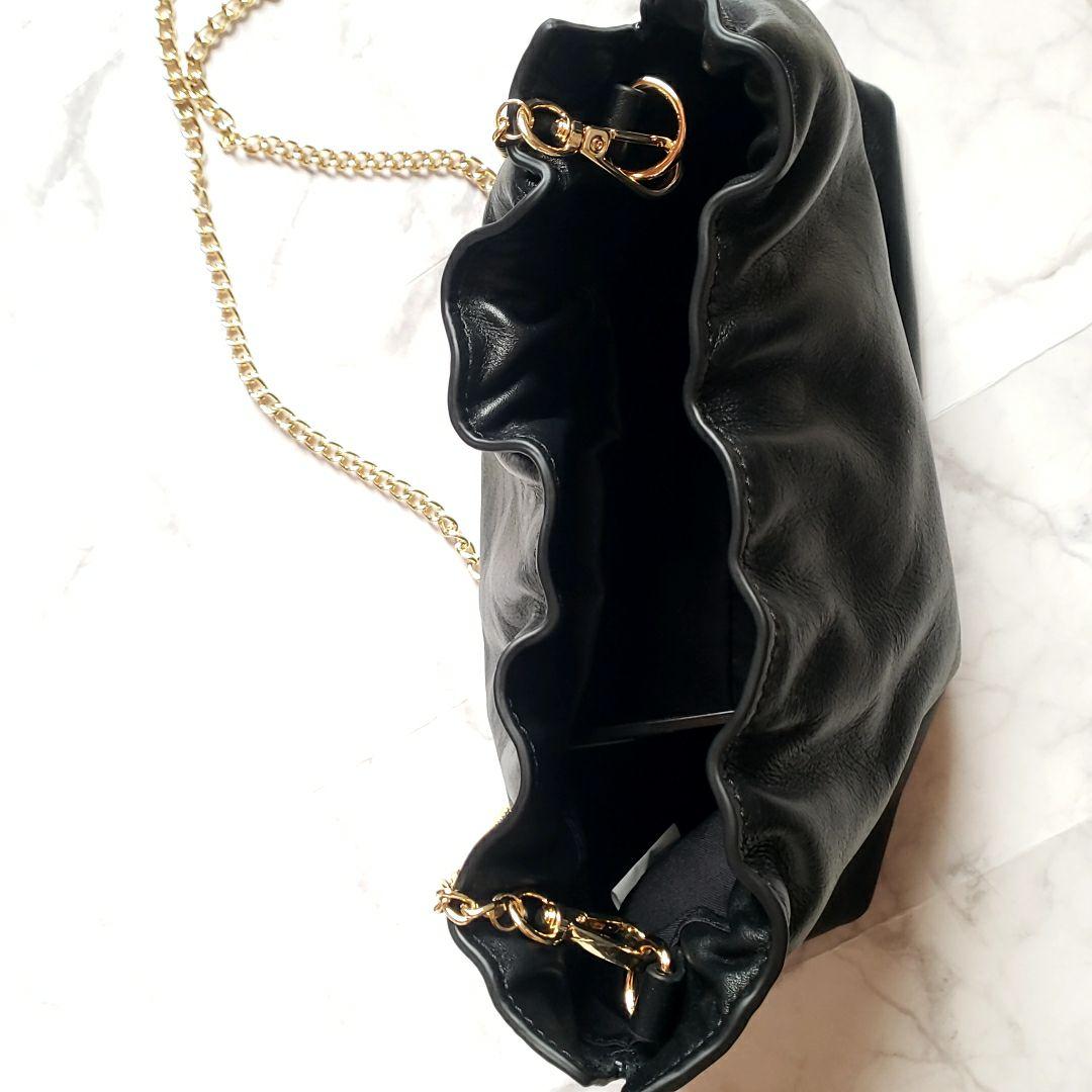 gemeil 2way ギャザーチェーンバッグ　ブラック　ジェムイル