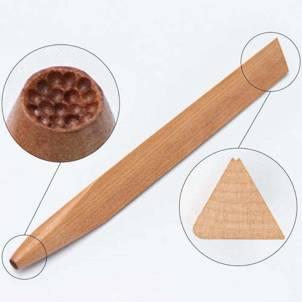 三角棒菊芯付　製菓用品　練りきり型　和菓子道具　木製　５本セット