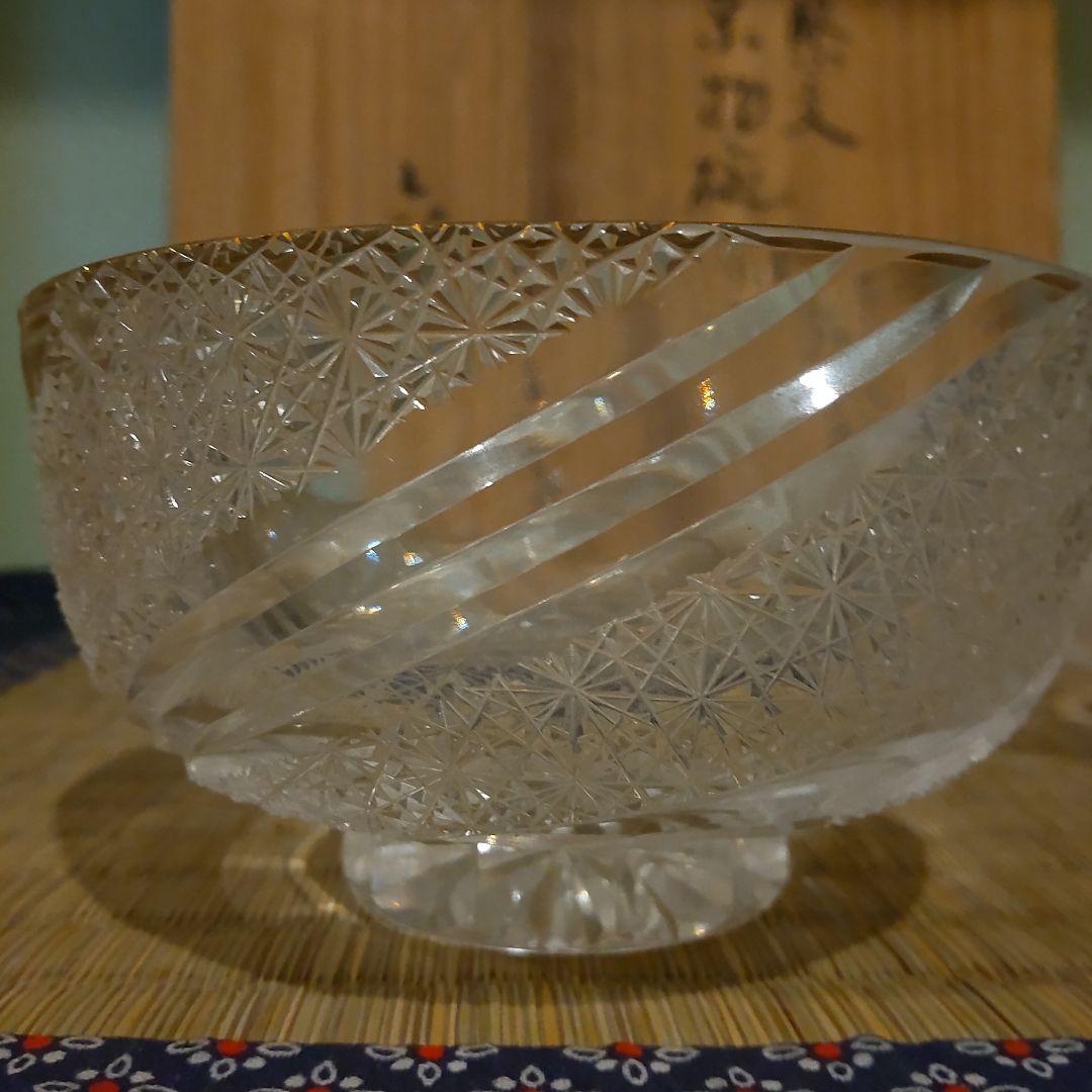 須田秀石　茶懐石用　江戸切子　金彩外蓋葉物碗揃　六客セット