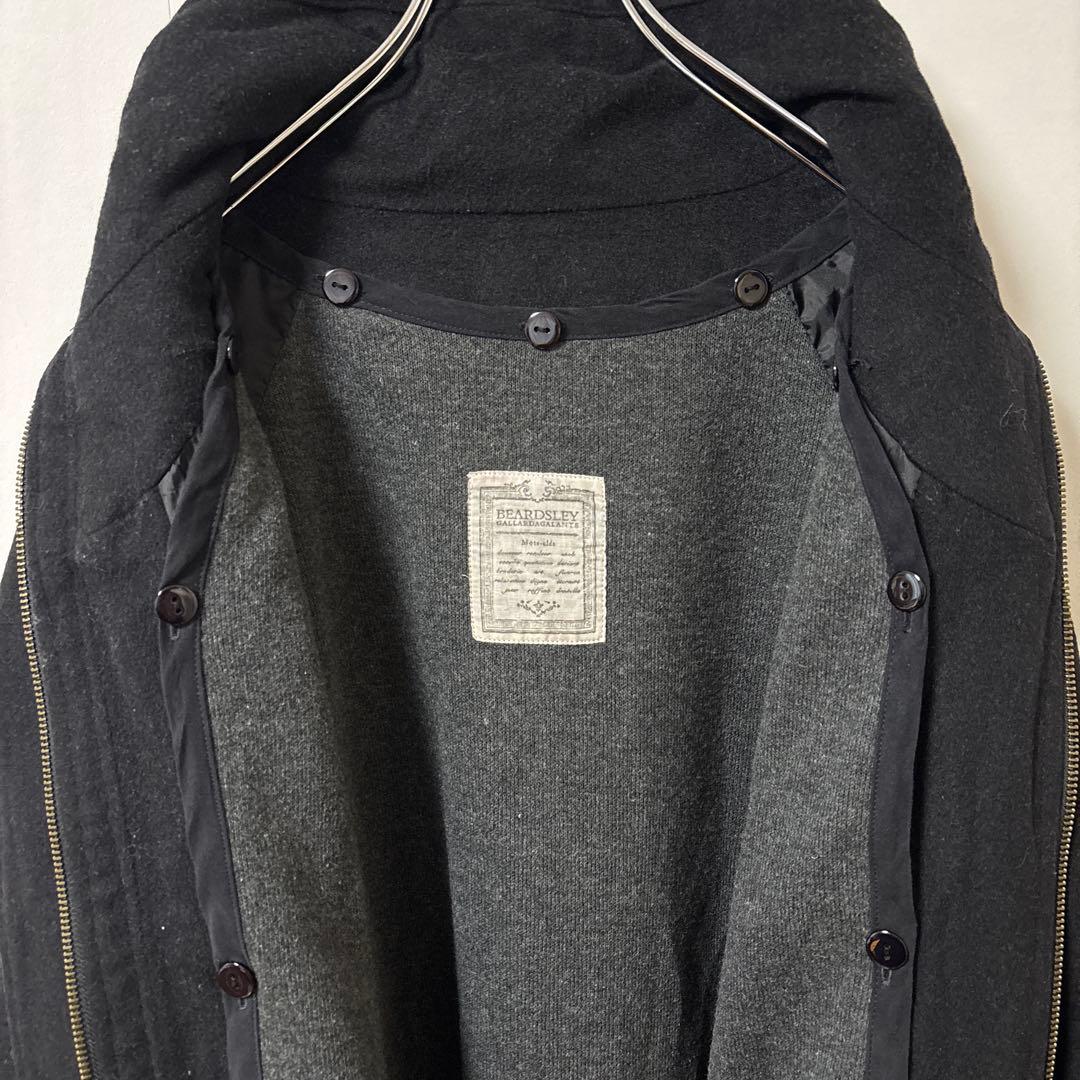 BEARDSLEY ビアズリー【Ｆ】膝丈コート ブラック フード ライナー 毛混