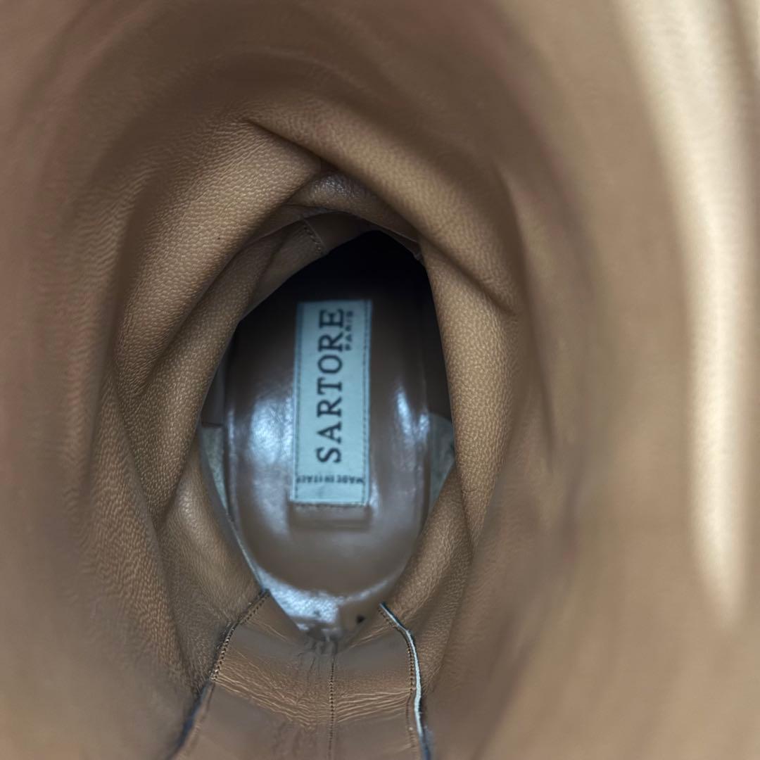 SARTORE ジョッキーブーツ ロングブーツ 37 黒 レザー ベルトデザイン