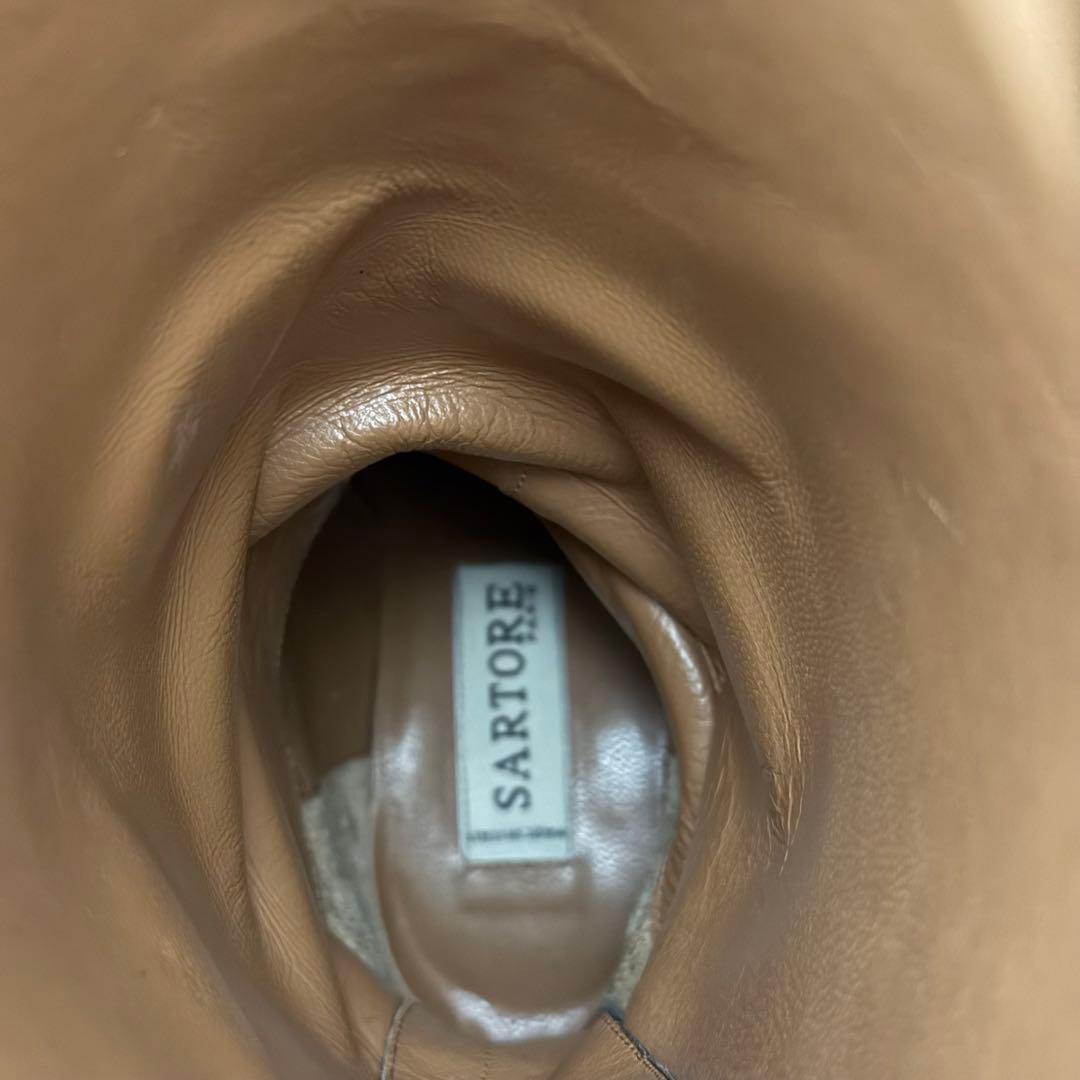 SARTORE ジョッキーブーツ ロングブーツ 37 黒 レザー ベルトデザイン