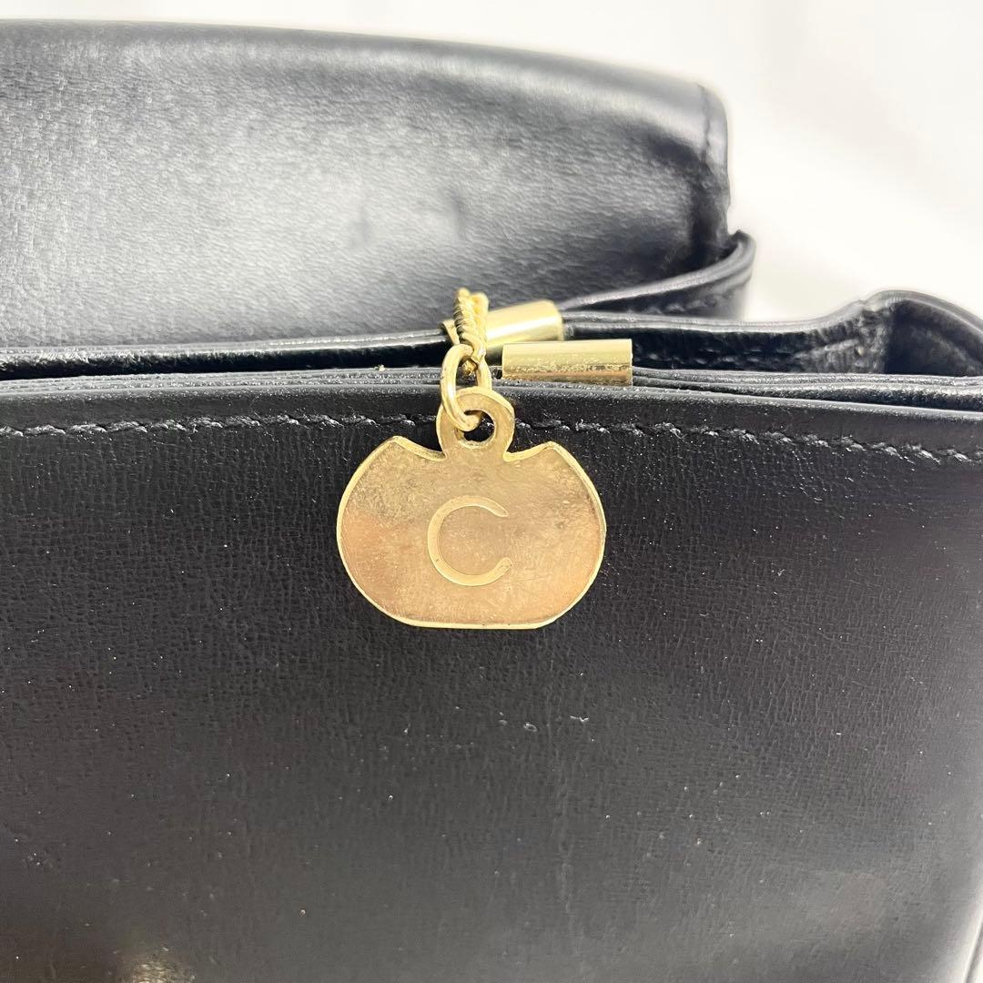 セリーヌ ショルダーバッグ 馬車金具 カーフレザー ブラック 黒 大容量 多機能
