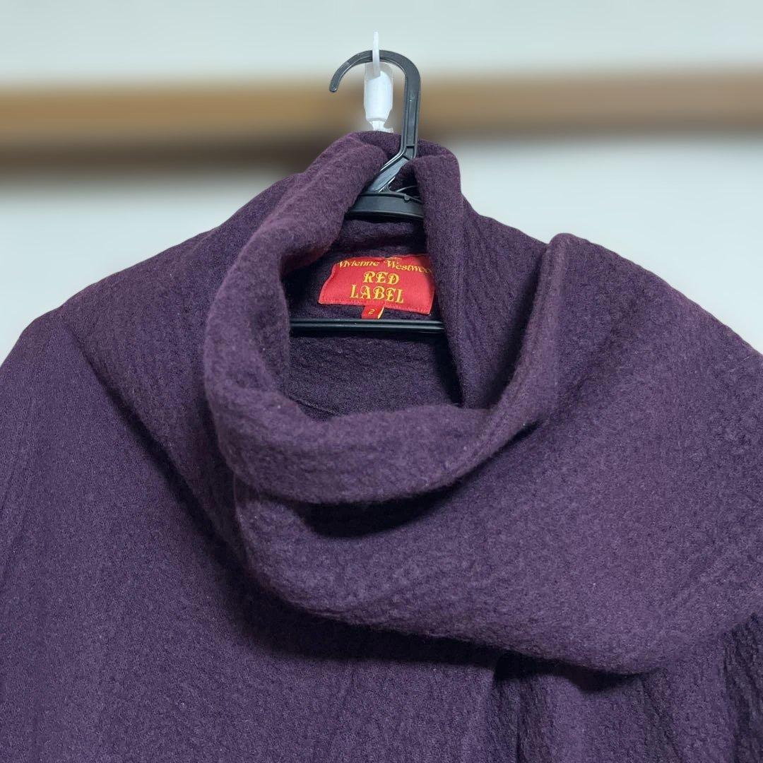 美品ヴィヴィアンウエストウッド レッドレーベル ウールコートマフラー付変形コート