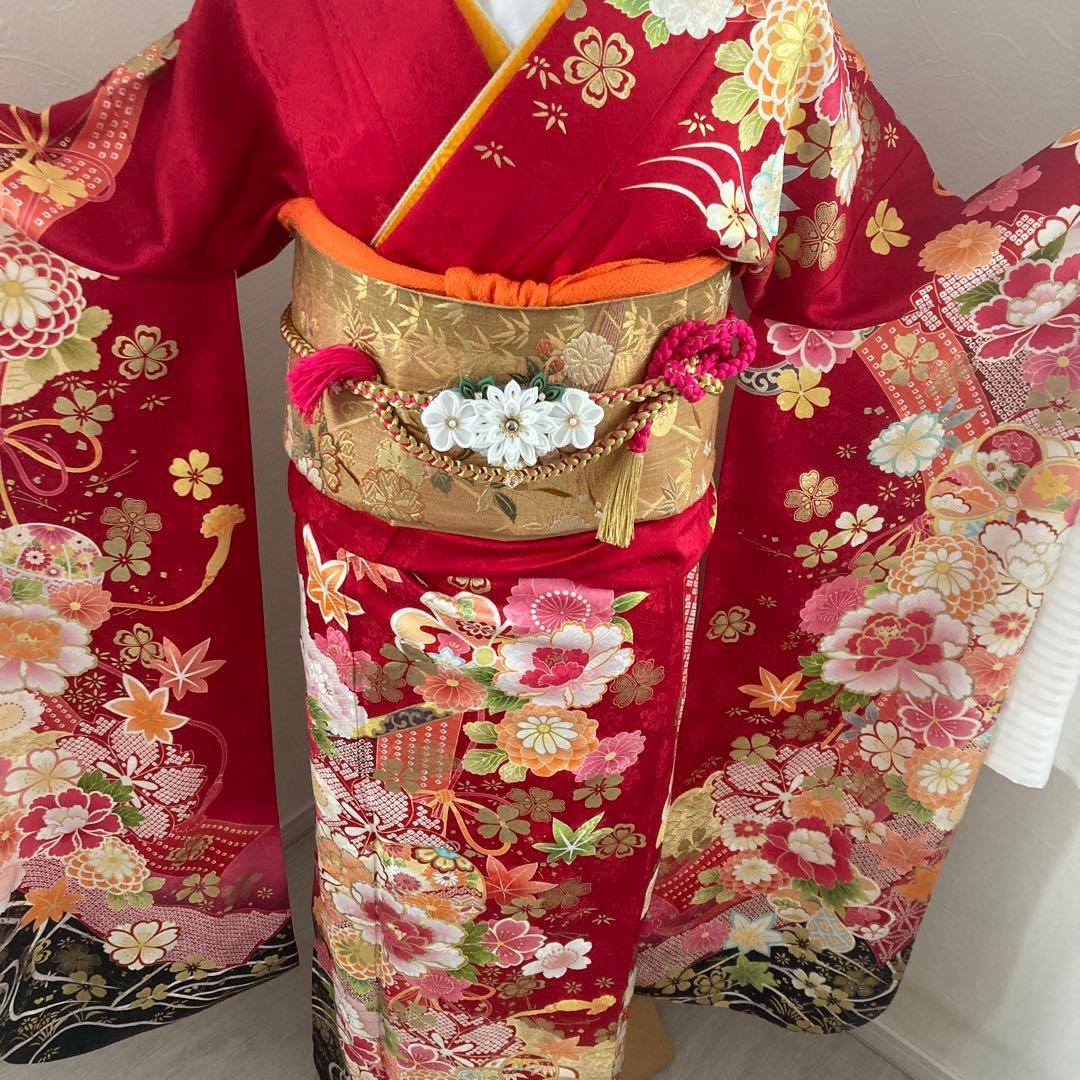 豪華正絹振袖フルセットお探しの方に！！　成人式　赤