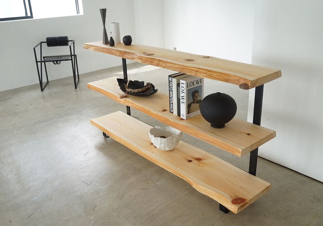 一枚板　エアーシェルフ 商品棚等 (幅180x奥行35x高さ90cm) 送料無料