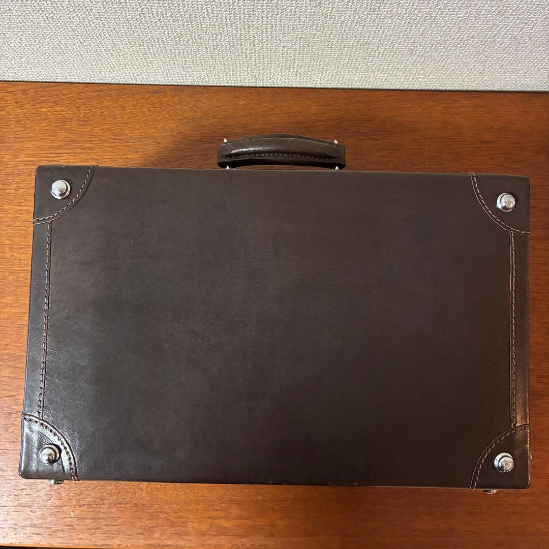 美品 トランク ダークブラウン 革製 ヴィンテージ アンティーク 鍵付き カバン