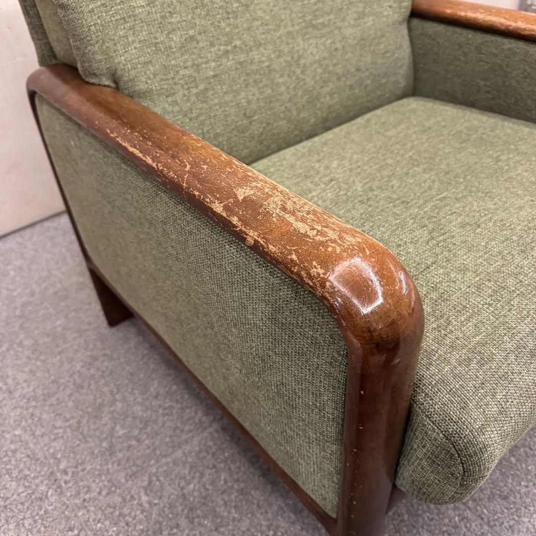 オールドカリモク パネルアーム 1人掛けソファ ②