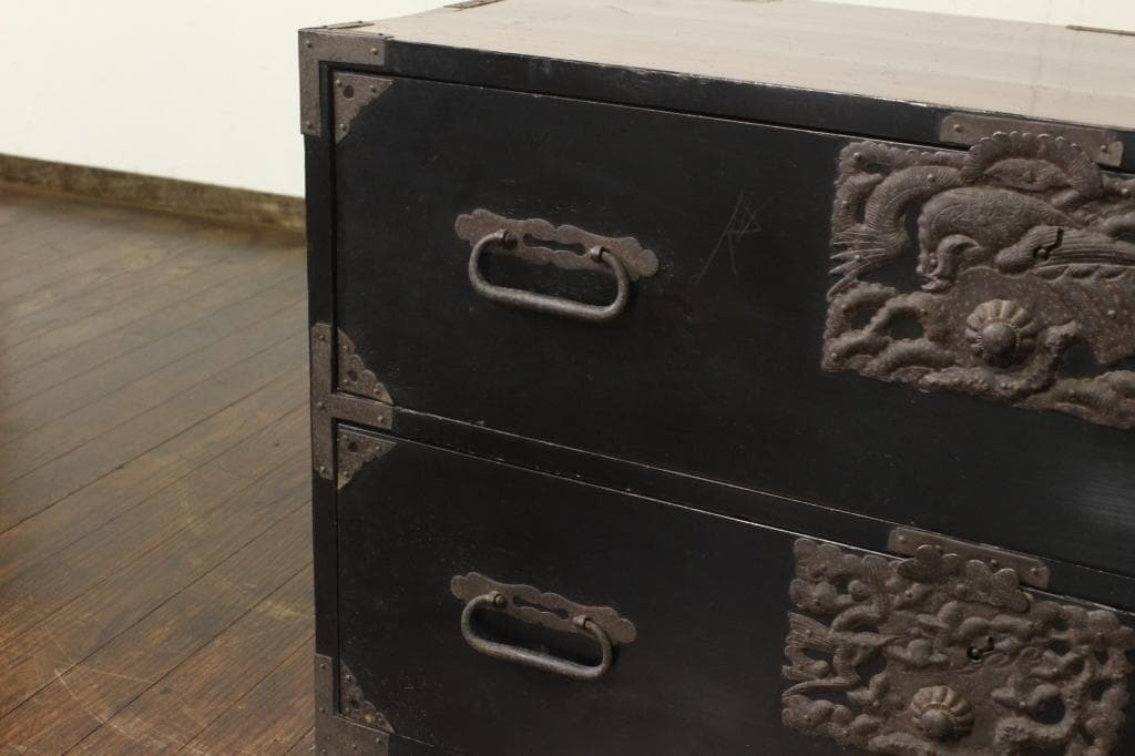 打ち出し金具！庄内箪笥 時代箪笥/チェスト/古道具/古民具/ローボード/収納