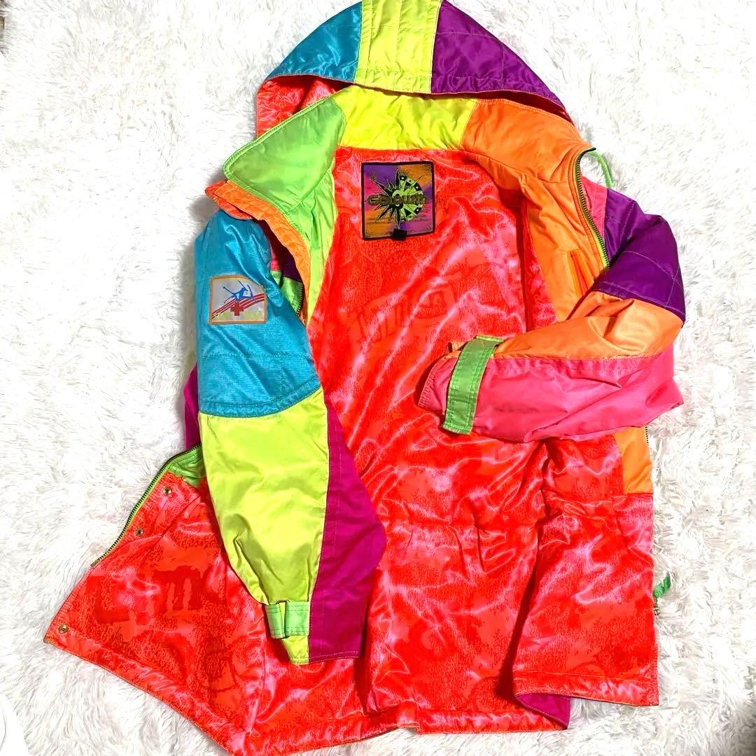 90s GOLDWIN クレイジー配色 スキーウェア 上下セット 総柄 レトロ