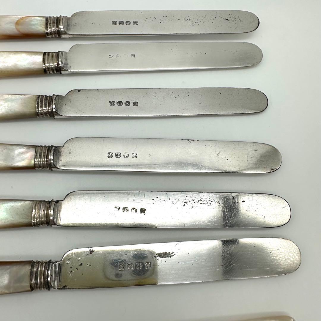 英国製/白蝶貝 マザーオブパール フルーツナイフ＆フォーク 24本 木箱入