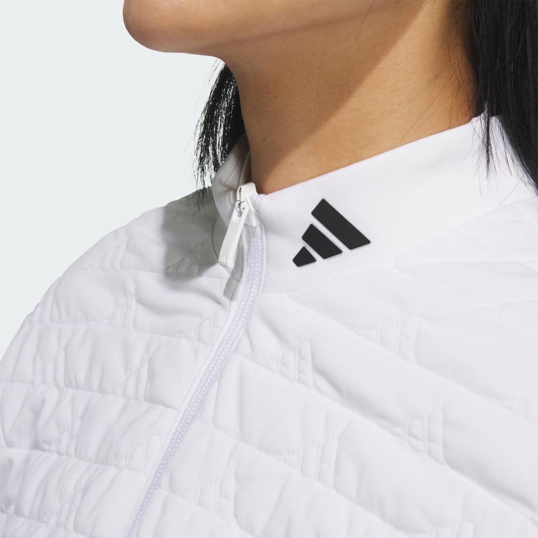 【M】秋冬 定価34,100円 アディダス ゴルフ 中綿 キルト セットアップ白