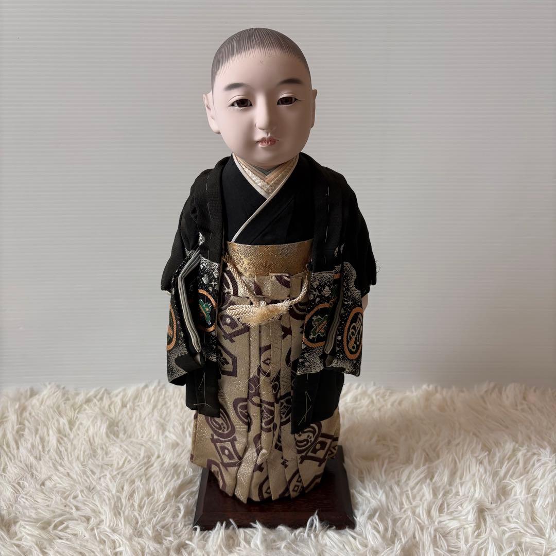 極美品 古い市松人形 45cm 箱入り 元箱 男の子