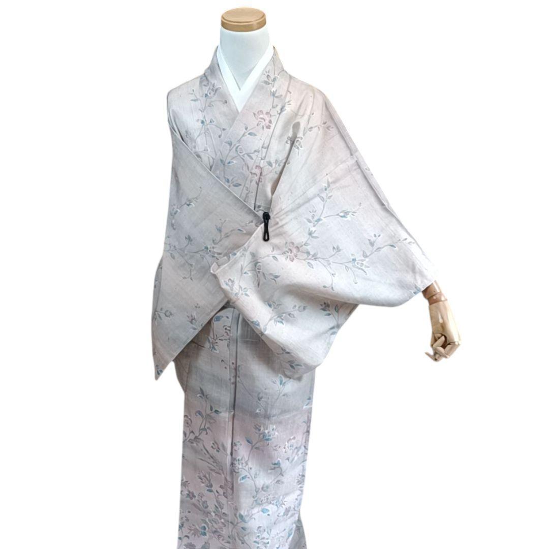 て*。様 ☆24 えっと 紬 単衣 ピンク 鳥 木々 花唐草