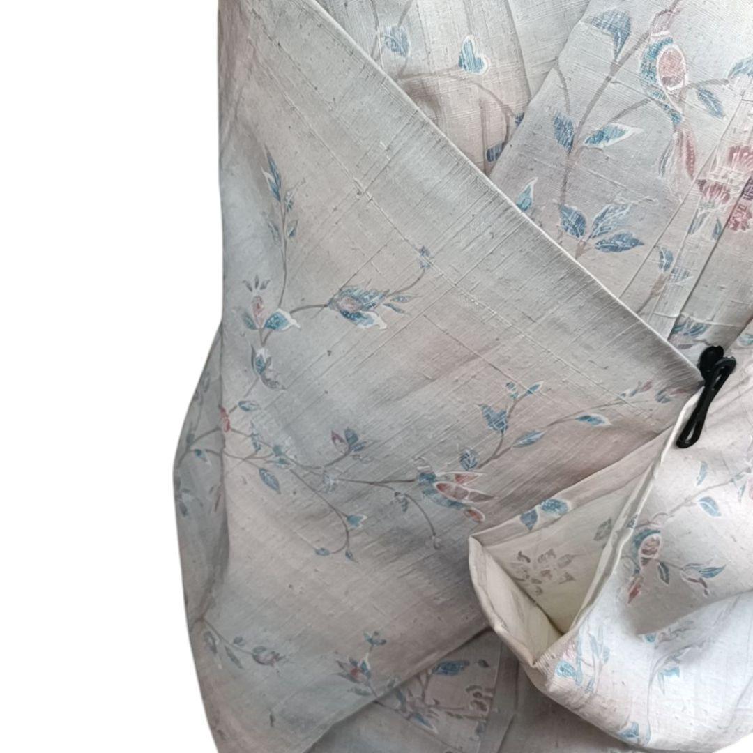 て*。様 ☆24 えっと 紬 単衣 ピンク 鳥 木々 花唐草