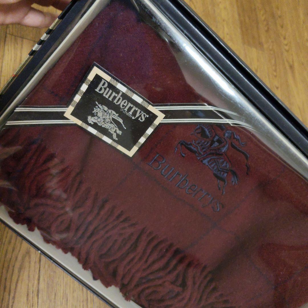 Burberrys バーガンディ フリンジ付きブランケット