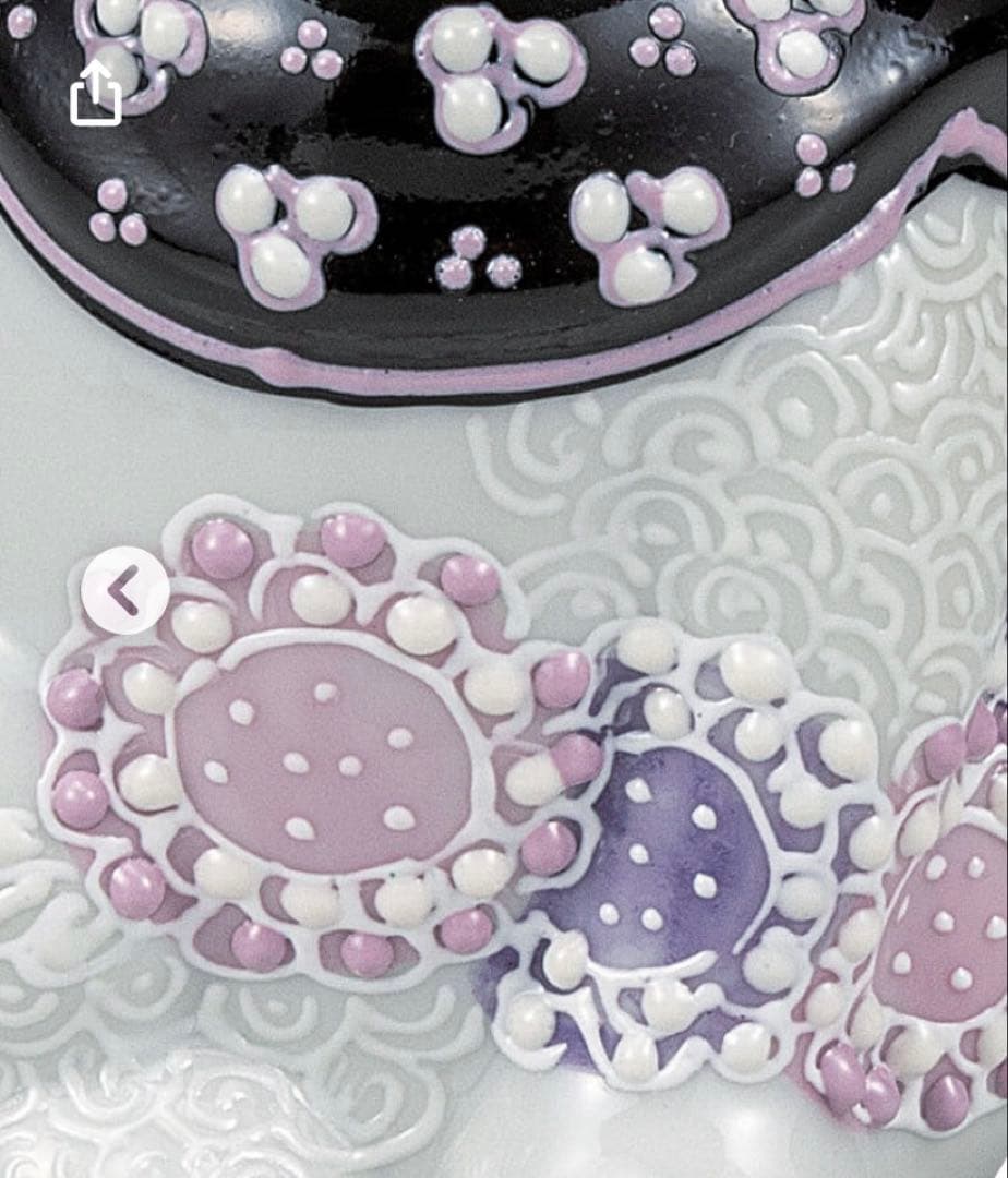 新品未使用✨招き猫 九谷焼き 友山窯 陶器製 置物 右手金運 花むらさき 箱付き