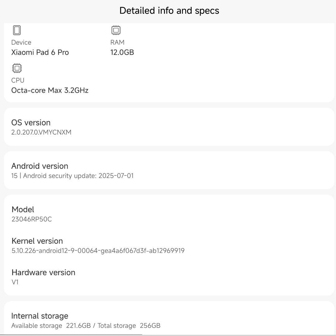 Xiaomi Pad 6 Pro 256GB/12GB＋純正キーボード