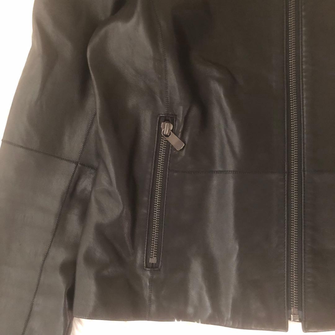 美品 セオリー ラムレザー ライダースジャケット FLAT CREW JKT 黒