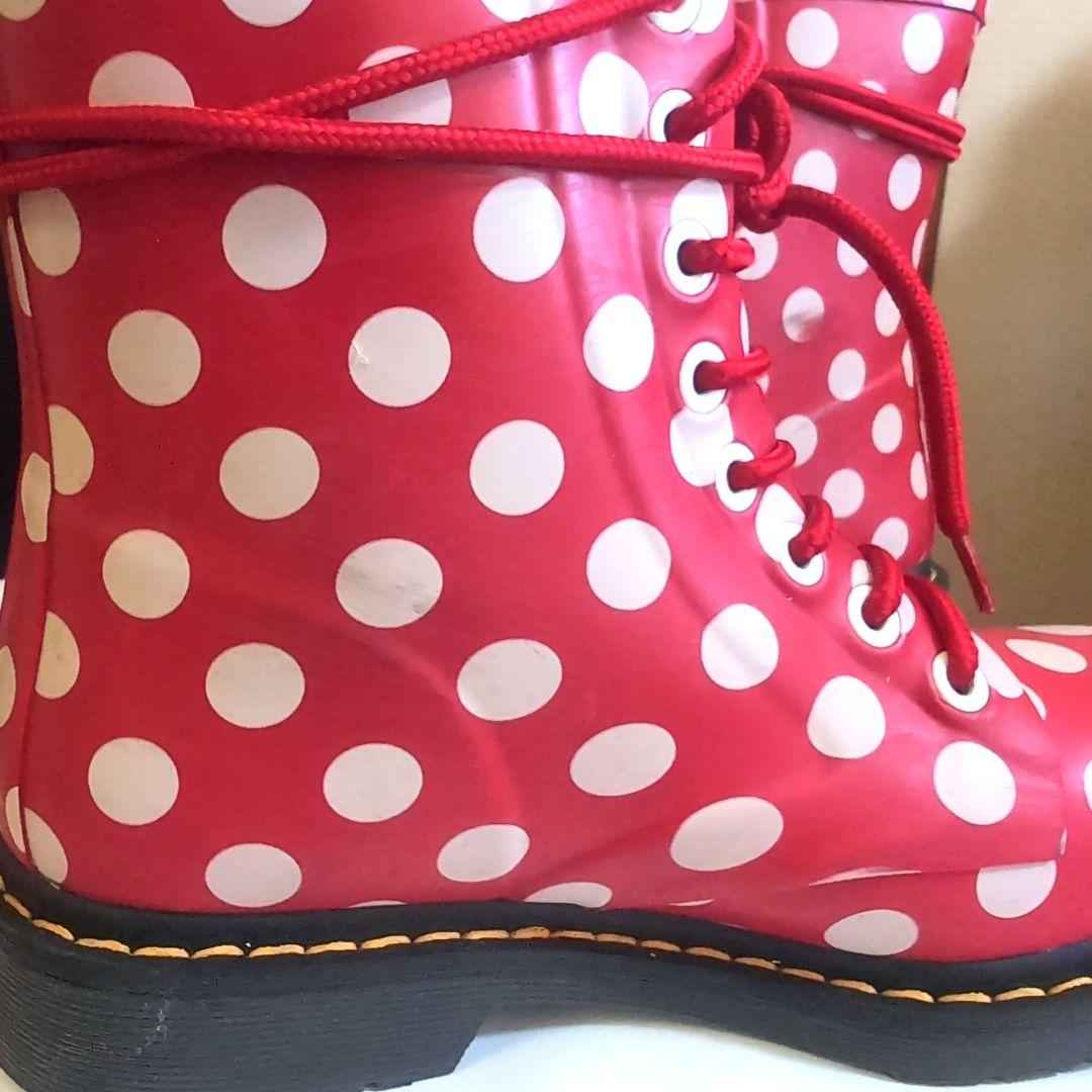 ドクターマチーン　 赤白ドット 8ホールレインブーツ UK5