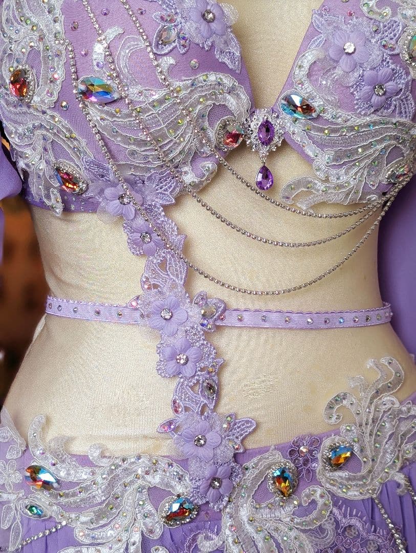 新品 ベリーダンス 衣装 コスチューム ラベンダー