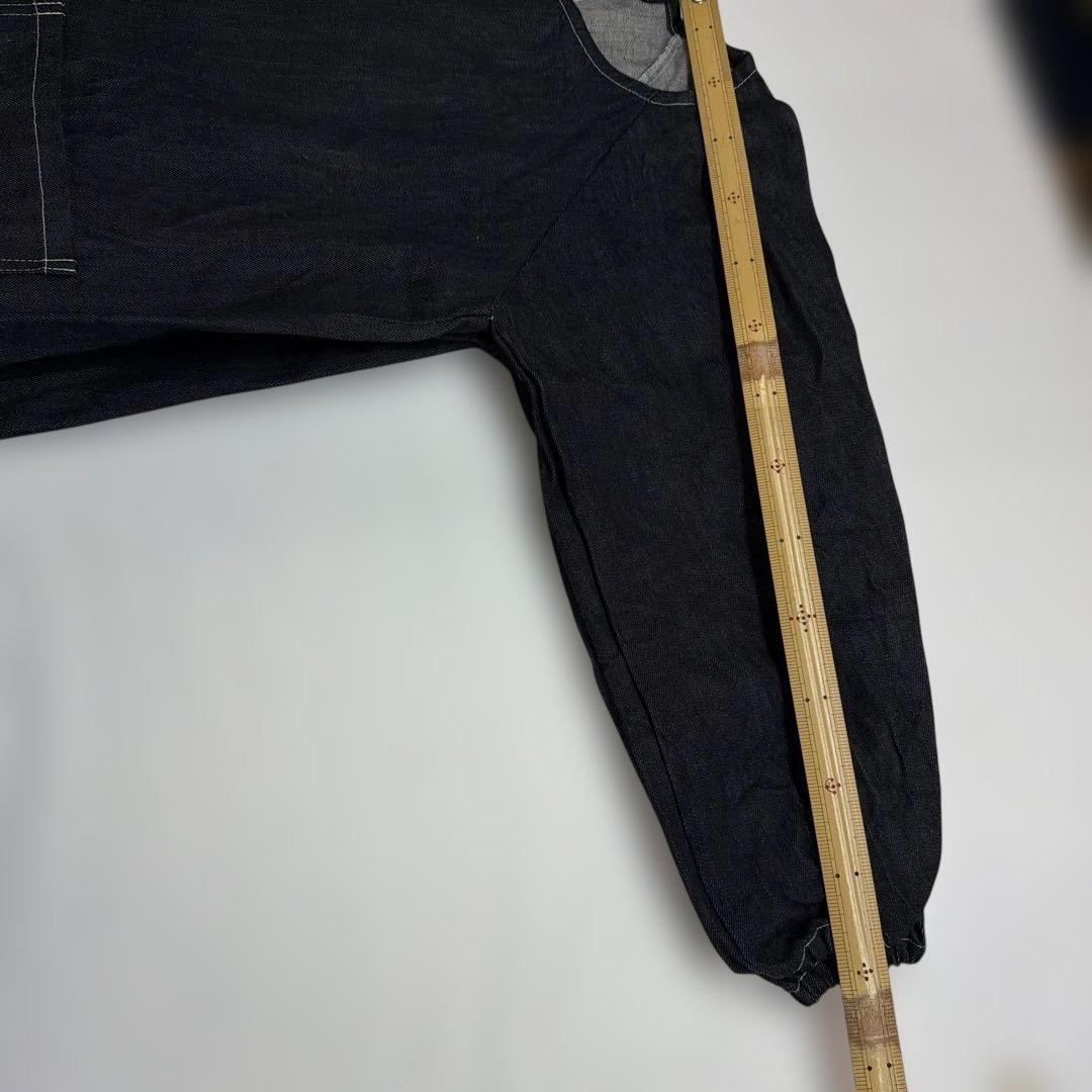 デニム割烹着 ダークブルー 長袖