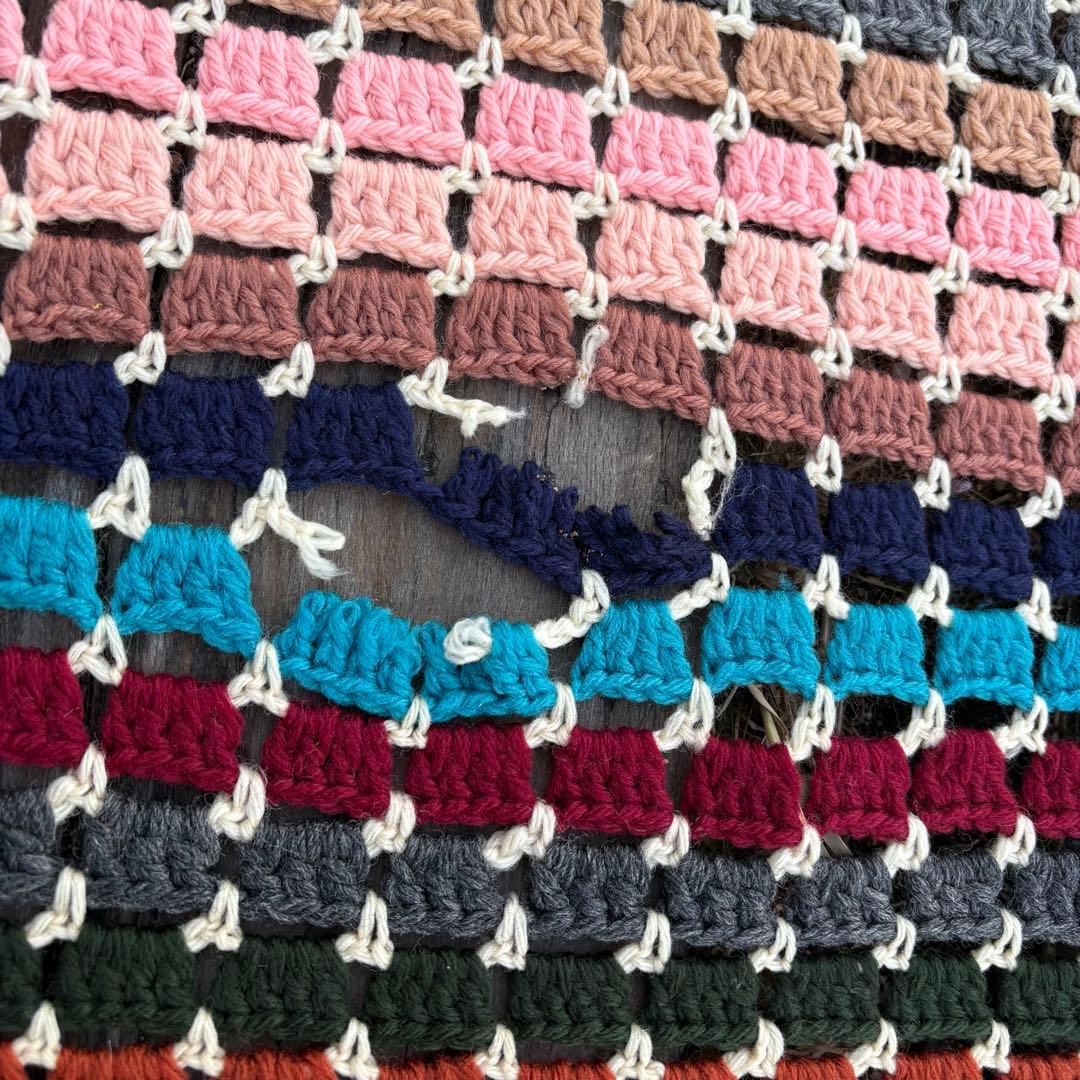 【USA vintage】 グラニーブランケット グラニースクエア ラグ