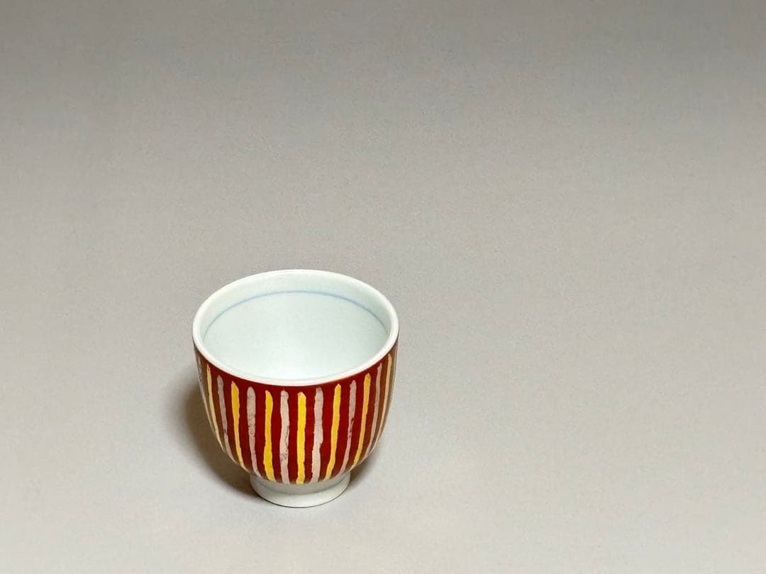 紅地金銀彩煎茶碗　五客　小野次郎　共箱　　師、小野珀子