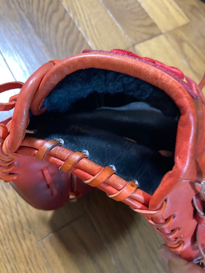 硬式グローブ　投手用　赤　Zeemsジームス　限定オーダー品　三方親シリーズ